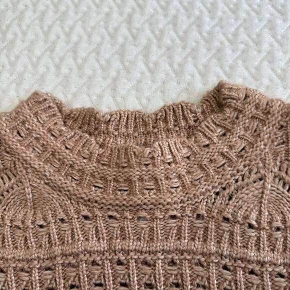 Design History Art Deco Chunky Knit Sz L Beige Cottage Boho Cozy Coastal Neutral - Picture 3 of 9